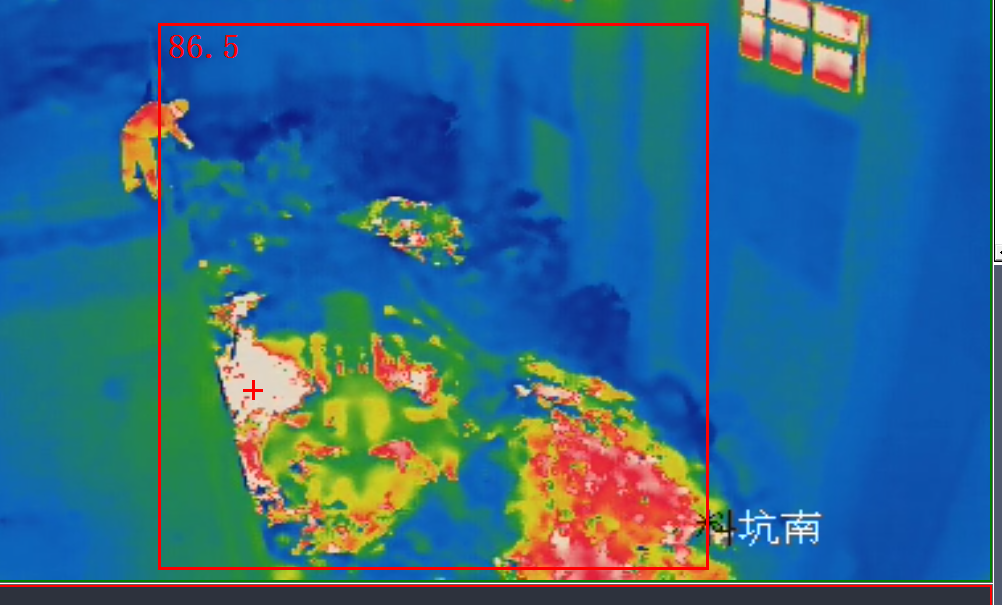 料坑垃圾高溫紅外圖 - 紅框標記溫度異常